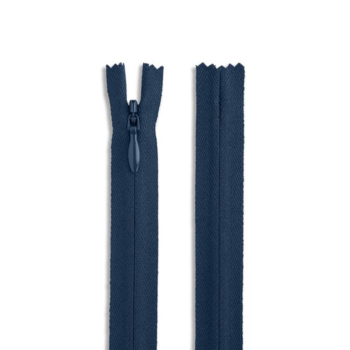 Invisible nylon non-separating, closed-end zippers are ideal for use on garments such as pants, blouses, skirts, and dresses.